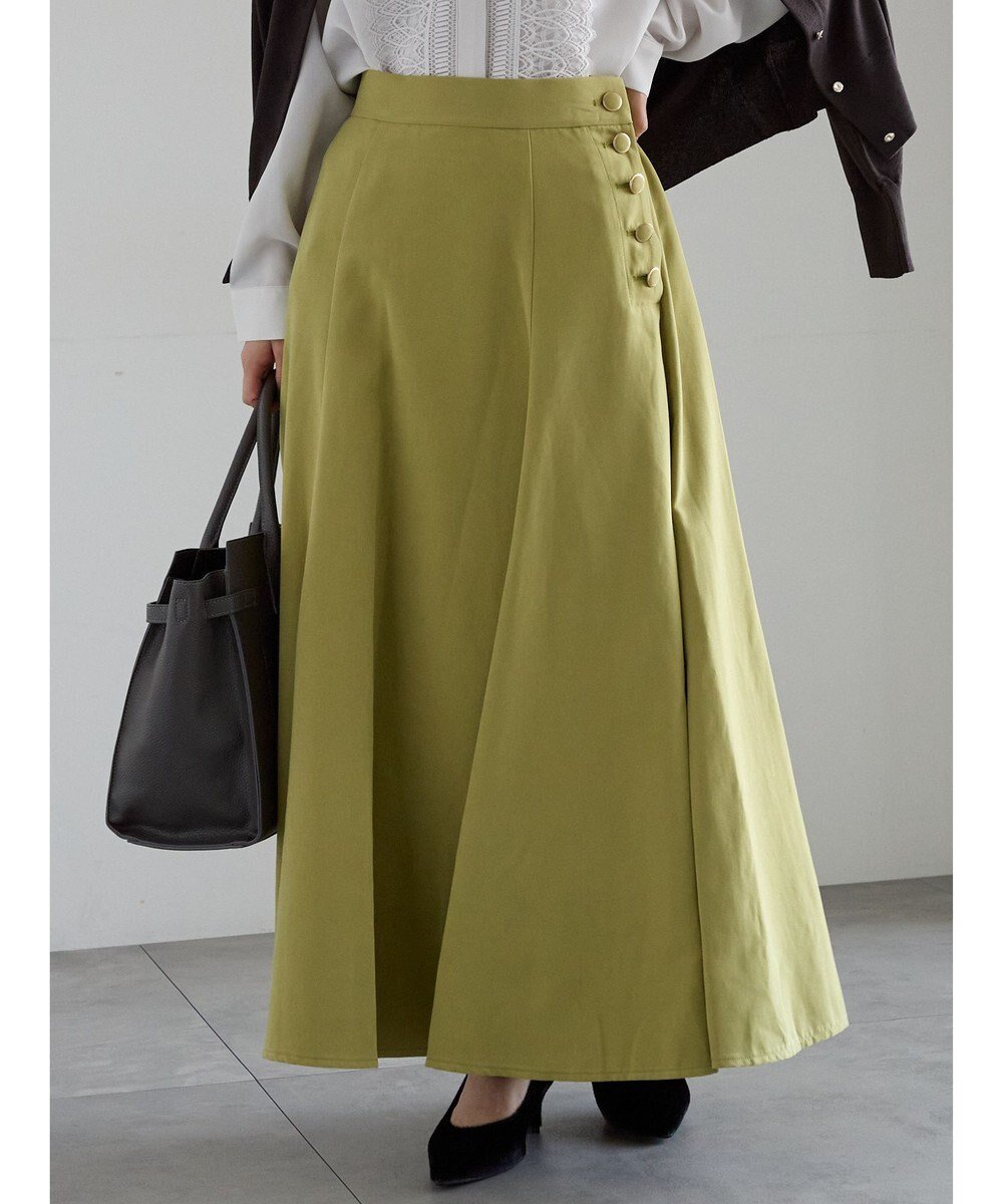 【テチチ/Te chichi】のサイドボタンピーチフレアスカート インテリア・キッズ・メンズ・レディースファッション・服の通販 founy(ファニー) 　ファッション　Fashion　レディースファッション　Fashion for Women　スカート　Skirts　Aライン・フレアスカート　A-Line & Flared Skirts　シンプル　Simple, Minimal　ピーチ　Peach, Soft Touch　フレア　Flare, Flared　ベーシック　Basic, Essential　エレガント 上品　Elegant　夏　Summer　S/S・春夏　SS, Spring/Summer, Warm Season　秋　Autumn　A/W・秋冬　Autumn/Winter　グリーン|ID: prp329100004729984 ipo3291000000034169222