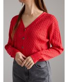 【テチチ/Te chichi】のミニケーブル刺繍Vネックカーディガン 人気、トレンドファッション・服の通販 founy(ファニー) ファッション Fashion レディースファッション Fashion for Women トップス・カットソー Cut & Sew Tops ニット Knit Tops & Sweaters カーディガン・羽織り Layered Style Cardigans Vネックトップス V-Neck Tops / V-Cut Neckline Shirts カーディガン Cardigan, Knitwear セーター Sweater, Knitwear ワンポイント One Point, Statement Accent 夏 Summer S/S・春夏 SS, Spring/Summer, Warm Season A/W・秋冬 Autumn/Winter thumbnail レッド|ID: prp329100004729986 ipo3291000000036204478