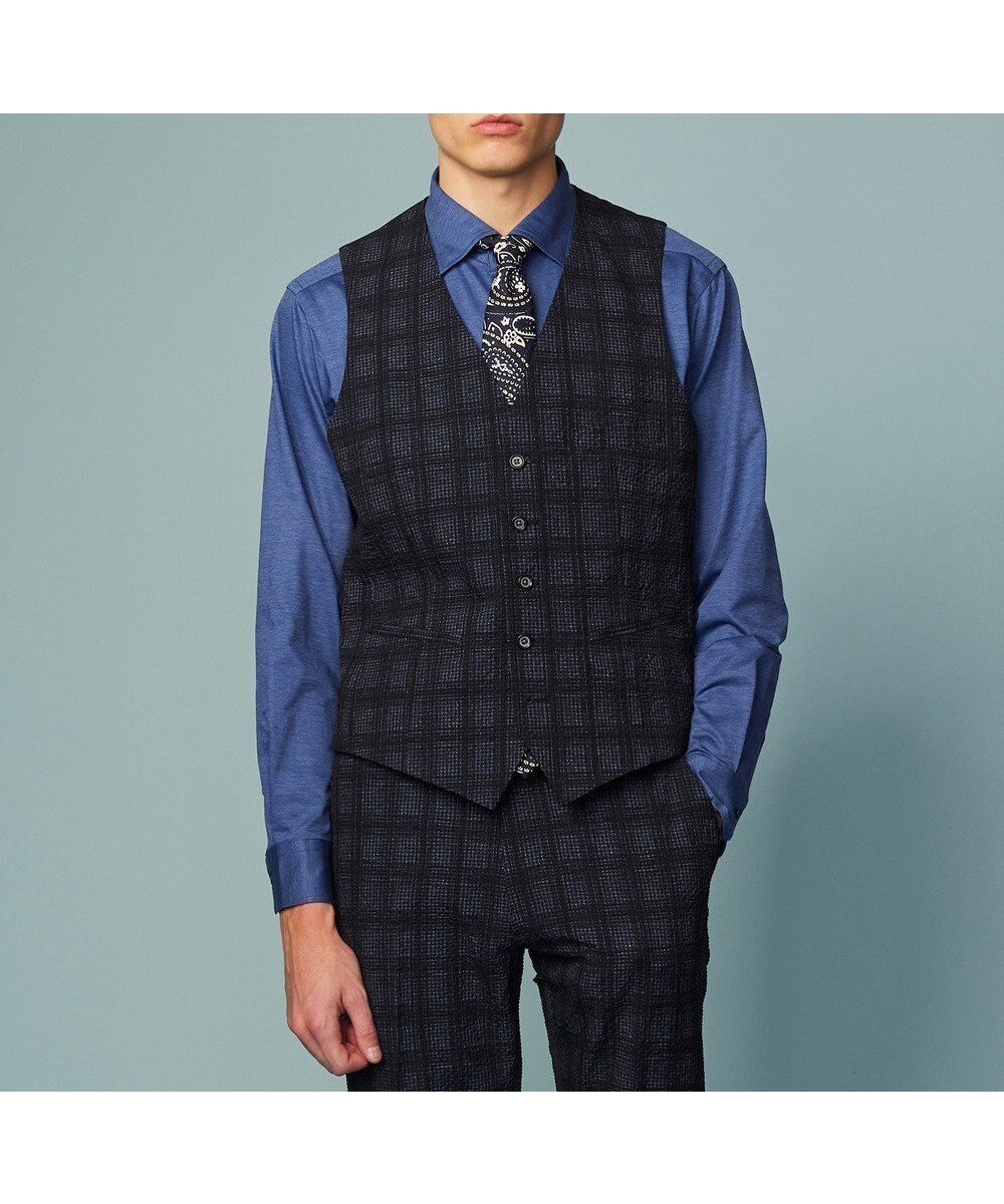 【ジョセフ アブード/JOSEPH ABBOUD / MEN】の【ストレッチ・洗える・軽量・防しわ・速乾・エコ撥水】ライトウェーブ ベスト インテリア・キッズ・メンズ・レディースファッション・服の通販 founy(ファニー) 　ファッション　Fashion　メンズファッション　Fashion for Men　トップス・カットソー　Cut & Sew Tops　ベスト・ジレ　Vests & Gilets　ウォッシャブル　Machine Washable　春　Spring　洗える　Machine Washable　軽量　Lightweight, Ultra Light　サッカー　Seersucker, Summer Fabric　ジャケット　Jacket, Outerwear　ストレッチ　Stretch, Stretchy Fabric　セットアップ　Set-Up, Coordinated Outfit　チェック　Check, Plaid, Tartan　ベスト　Vest, Waistcoat　S/S・春夏　SS, Spring/Summer, Warm Season　おすすめ　Recommended / Our Picks　夏　Summer　ネイビー系5|ID: prp329100004731717 ipo3291000000034177275