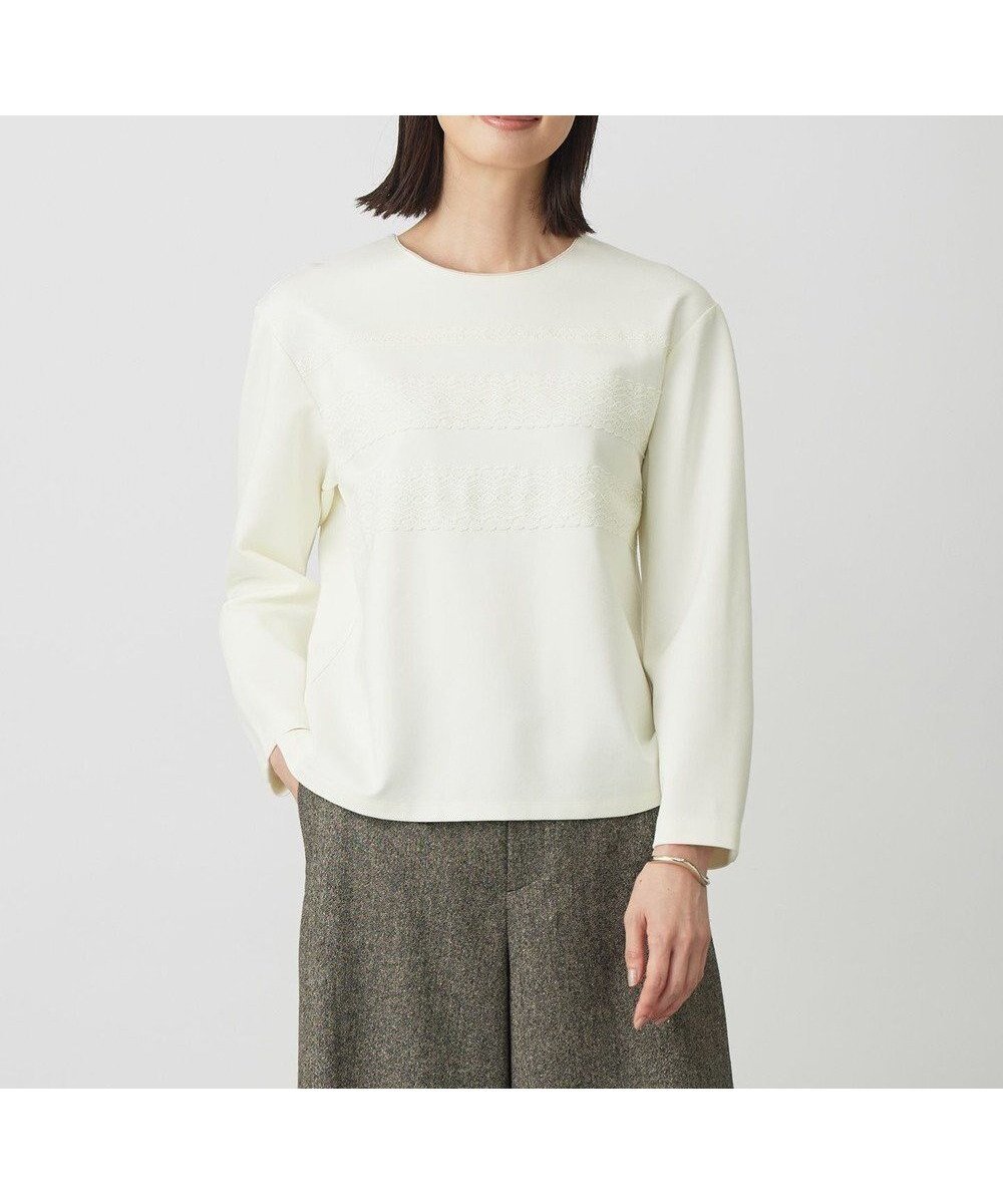 【ジェイ プレス/J.PRESS】のアモーレポンチ レース カットソー インテリア・キッズ・メンズ・レディースファッション・服の通販 founy(ファニー) ファッション Fashion レディースファッション Fashion for Women トップス・カットソー Cut & Sew Tops シャツ・ブラウス・オフィスカジュアル Elegant Blouses & Button-Ups ロングTシャツ・Tシャツ Longline T-Shirts & Tees カットソー・ベーシックTシャツ Cut-and-Sewn Tops / Stretch Tees & Basics インナー Innerwear カットソー Cut and Sewn Top ストレッチ Stretch, Stretchy Fabric レース Lace, Lace Fabric ロング Long, Long-Length A/W・秋冬 Autumn/Winter オフホワイト系|ID: prp329100004731885 ipo3291000000034179701