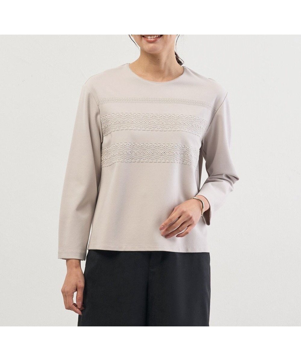 【ジェイ プレス/J.PRESS】のアモーレポンチ レース カットソー インテリア・キッズ・メンズ・レディースファッション・服の通販 founy(ファニー) ファッション Fashion レディースファッション Fashion for Women トップス・カットソー Cut & Sew Tops シャツ・ブラウス・オフィスカジュアル Elegant Blouses & Button-Ups ロングTシャツ・Tシャツ Longline T-Shirts & Tees カットソー・ベーシックTシャツ Cut-and-Sewn Tops / Stretch Tees & Basics インナー Innerwear カットソー Cut and Sewn Top ストレッチ Stretch, Stretchy Fabric レース Lace, Lace Fabric ロング Long, Long-Length A/W・秋冬 Autumn/Winter グレージュ系|ID: prp329100004731885 ipo3291000000034807817