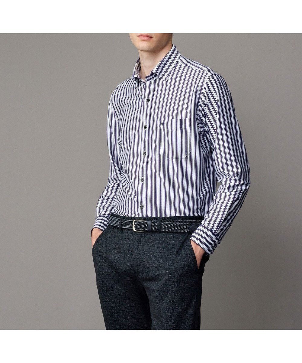 【ジョセフ アブード/JOSEPH ABBOUD / MEN】の【快適な着心地・イージーケア】コンフォートジャージー ストライプ シャツ インテリア・キッズ・メンズ・レディースファッション・服の通販 founy(ファニー) ファッション Fashion メンズファッション Fashion for Men トップス・カットソー Cut & Sew Tops メンズシャツ Shirts ストライプ Stripe, Striped Pattern ストレッチ Stretch, Stretchy Fabric 夏 Summer S/S・春夏 SS, Spring/Summer, Warm Season A/W・秋冬 Autumn/Winter パープル系5|ID: prp329100004733016 ipo3291000000034364666