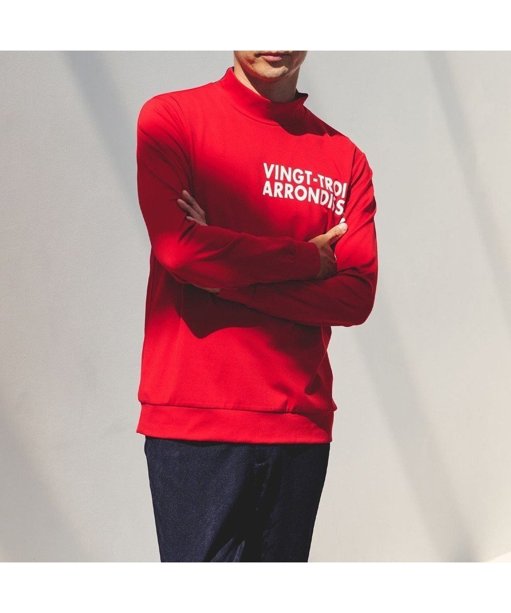【23区 ゴルフ/23区GOLF / MEN】の【MEN】【吸水速乾/UVカット】スポーティ モックネックシャツ インテリア・キッズ・メンズ・レディースファッション・服の通販 founy(ファニー) 　ファッション　Fashion　メンズファッション　Fashion for Men　トップス・カットソー　Cut & Sew Tops　メンズシャツ　Shirts　グラフィック　Graphic, Graphic Design　スウェット / スエット　Sweatshirt, Sweatwear　スポーティ　Sporty, Casual Athletic　パターン　Pattern, Design Print　フロント　Front, Front Design　メッシュ　Mesh, Net Fabric　吸水　Absorbent, Quick-Dry　A/W・秋冬　Autumn/Winter　レッド系|ID: prp329100004733039 ipo3291000000034188480