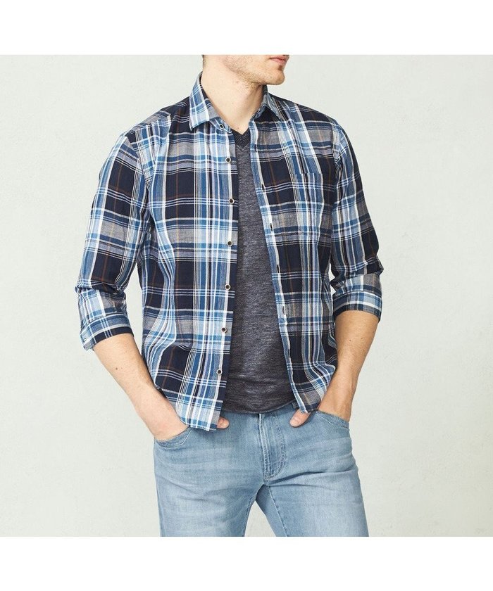 【ジョセフ アブード/JOSEPH ABBOUD / MEN】の【サスティナブル】リヨセルリネンチェック 七分袖シャツ インテリア・キッズ・メンズ・レディースファッション・服の通販 founy(ファニー) https://founy.com/ ファッション Fashion メンズファッション Fashion for Men トップス・カットソー Cut & Sew Tops メンズシャツ Shirts おすすめ Recommended / Our Picks サッカー Seersucker, Summer Fabric チェック Check, Plaid, Tartan ランダム Random, Irregular ワイド Wide, Wide Fit エレガント 上品 Elegant 夏 Summer 春 Spring S/S・春夏 SS, Spring/Summer, Warm Season |ID: prp329100004733045 ipo3291000000034188551