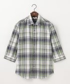 【ジョセフ アブード/JOSEPH ABBOUD / MEN】の【サスティナブル】リヨセルリネンチェック 七分袖シャツ グリーン系4|ID: prp329100004733045 ipo3291000000034188554