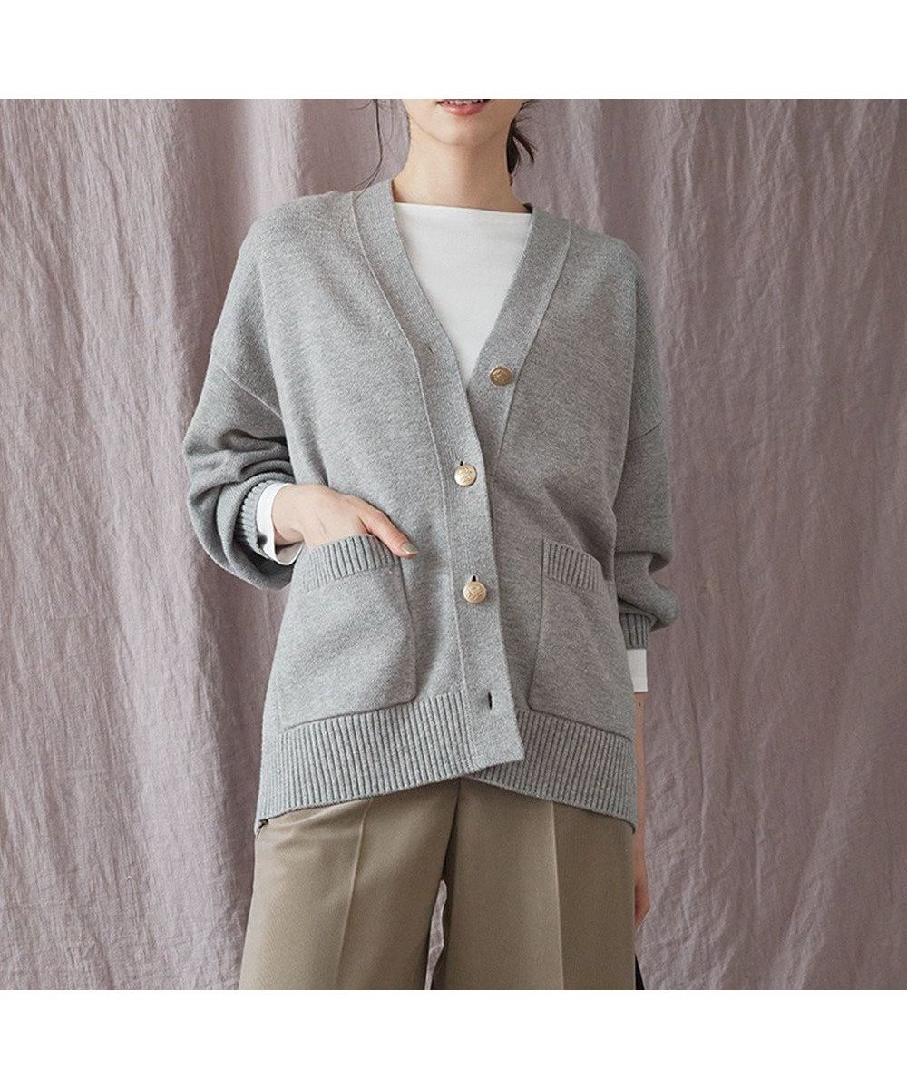 【23区/NIJYUSANKU】の【SLOW/一部店舗限定】ハイバルコットンブレンド カーディガン インテリア・キッズ・メンズ・レディースファッション・服の通販 founy(ファニー) ファッション Fashion レディースファッション Fashion for Women トップス・カットソー Cut & Sew Tops カーディガン・羽織り Layered Style Cardigans アクリル Acrylic Material 春 Spring 秋 Autumn カーディガン Cardigan, Knitwear フォルム Silhouette, Form メタル Metal, Metal Parts A/W・秋冬 Autumn/Winter 2023年 2023 2023-2024秋冬・A/W Autumn/Winter 2023–24 AW23–24 ライトグレー系|ID: prp329100004733156 ipo3291000000034190507