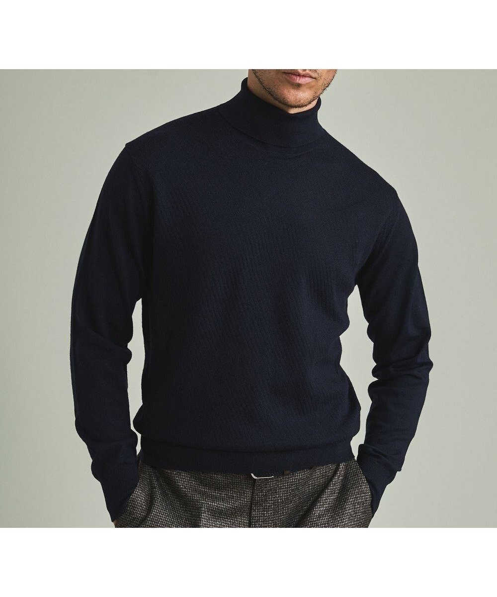 【五大陸/gotairiku / MEN】の【家庭洗濯可能】イタリア糸 ハイゲージ タートルニット_リンクス柄 インテリア・キッズ・メンズ・レディースファッション・服の通販 founy(ファニー) 　ファッション　Fashion　メンズファッション　Fashion for Men　トップス・カットソー　Cut & Sew Tops　ニット・セーター / 定番トップス　Knit Tops & Sweaters　イタリア　Italy　インナー　Innerwear　洗える　Machine Washable　ジャケット　Jacket, Outerwear　スーツ　Suit, Formalwear　セーター　Sweater, Knitwear　タートル　Turtleneck, Turtle Collar　ドレス　Dress, One-Piece　人気　Popular, Best Seller　フラット　Flat, Flat Shoes　ベーシック　Basic, Essential　A/W・秋冬　Autumn/Winter　エレガント 上品　Elegant　ビジネス 仕事 通勤　Business / Work / Commuting　ネイビー系1|ID: prp329100004734417 ipo3291000000034199006