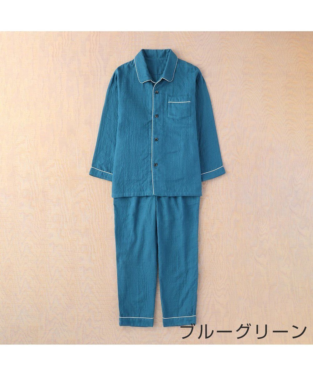 【ウチノ/UCHINO / MEN】のマシュマロガーゼパイピングメンズパジャマ インテリア・キッズ・メンズ・レディースファッション・服の通販 founy(ファニー) 　ファッション　Fashion　メンズファッション　Fashion for Men　バランス　Balance, Style Balance　パジャマ　Pajamas, Sleepwear　吸水　Absorbent, Quick-Dry　ブルーグリーン|ID: prp329100004734426 ipo3291000000034199078