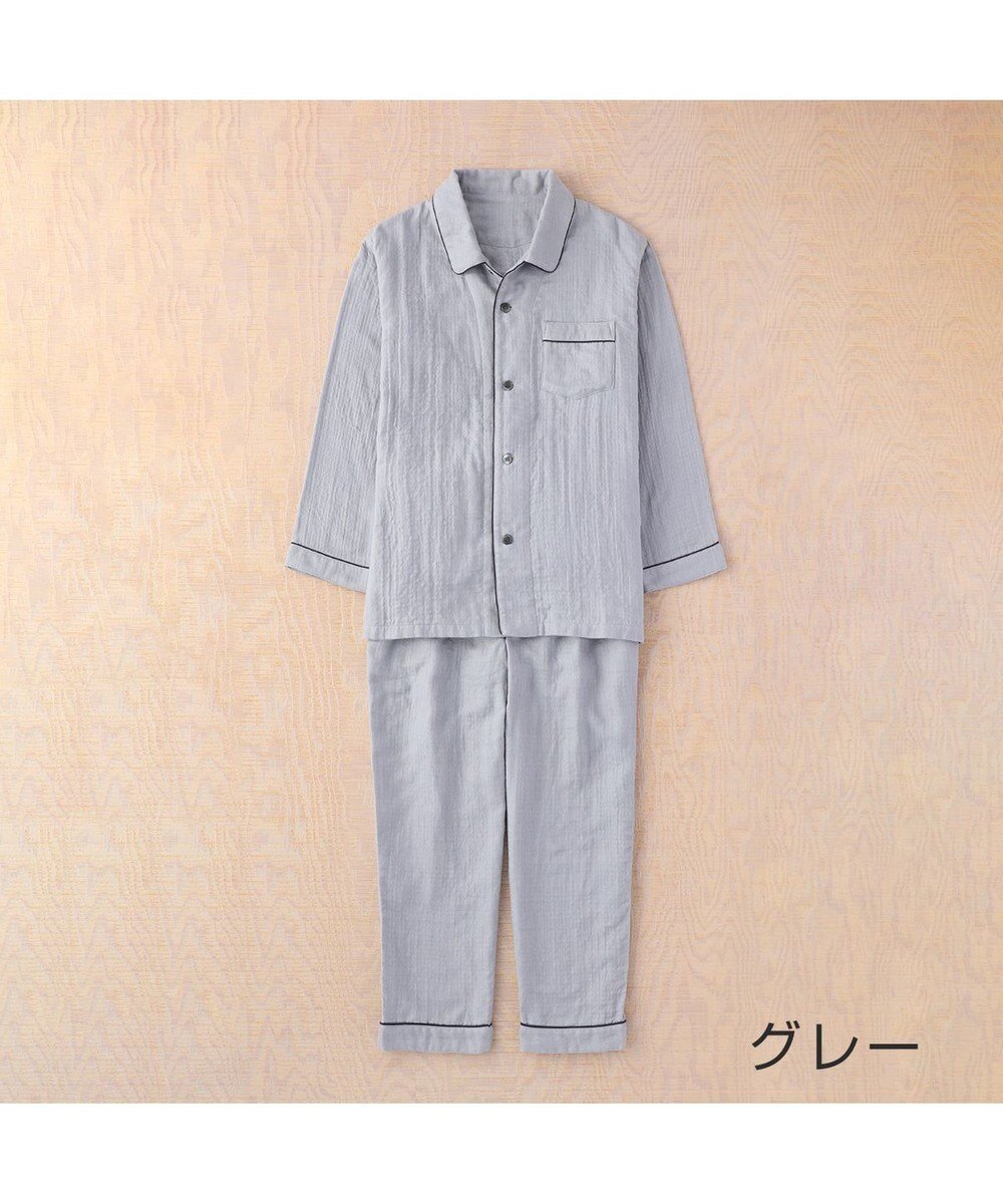 【ウチノ/UCHINO / MEN】のマシュマロガーゼパイピングメンズパジャマ インテリア・キッズ・メンズ・レディースファッション・服の通販 founy(ファニー) 　ファッション　Fashion　メンズファッション　Fashion for Men　バランス　Balance, Style Balance　パジャマ　Pajamas, Sleepwear　吸水　Absorbent, Quick-Dry　グレー|ID: prp329100004734426 ipo3291000000034199081