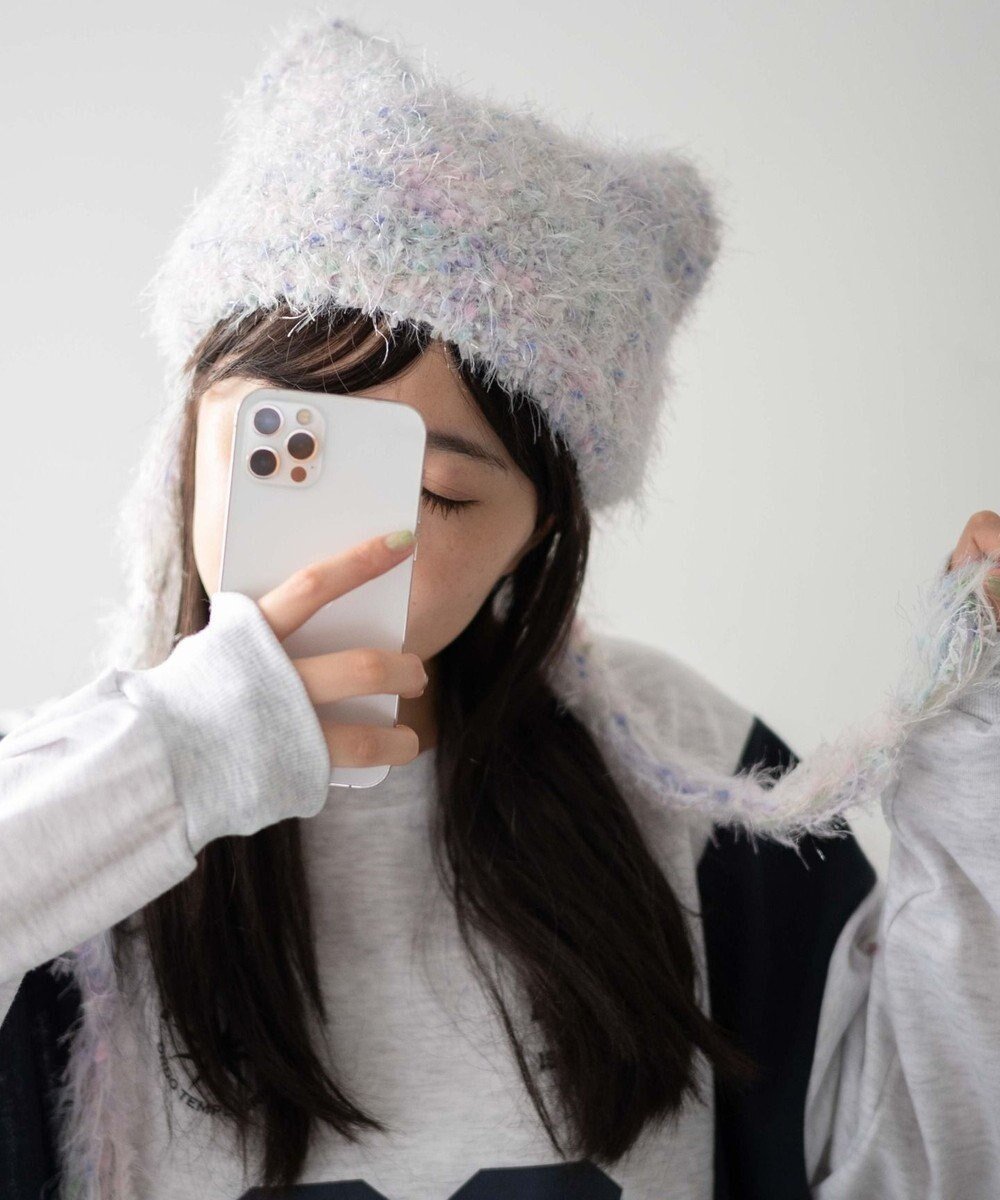 【ウィゴー/WEGO】のシャギーネコミミバラクラバ インテリア・キッズ・メンズ・レディースファッション・服の通販 founy(ファニー) 　ファッション　Fashion　レディースファッション　Fashion for Women　トップス・カットソー　Cut & Sew Tops　ニット　Knit Tops & Sweaters　キャップ&ハット　Hats & Caps　キャップ　Cap, Baseball Cap　スマホ　Smartphone, Mobile Device　トレンド　Trend, Trending Now　ネコ　Cat, Feline Motif　バラクラバ　Balaclava　帽子　Hat, Headwear　猫　Cat, Kitty　防寒　Cold Protection, Winter-Ready　ホワイト|ID: prp329100004734480 ipo3291000000034200603