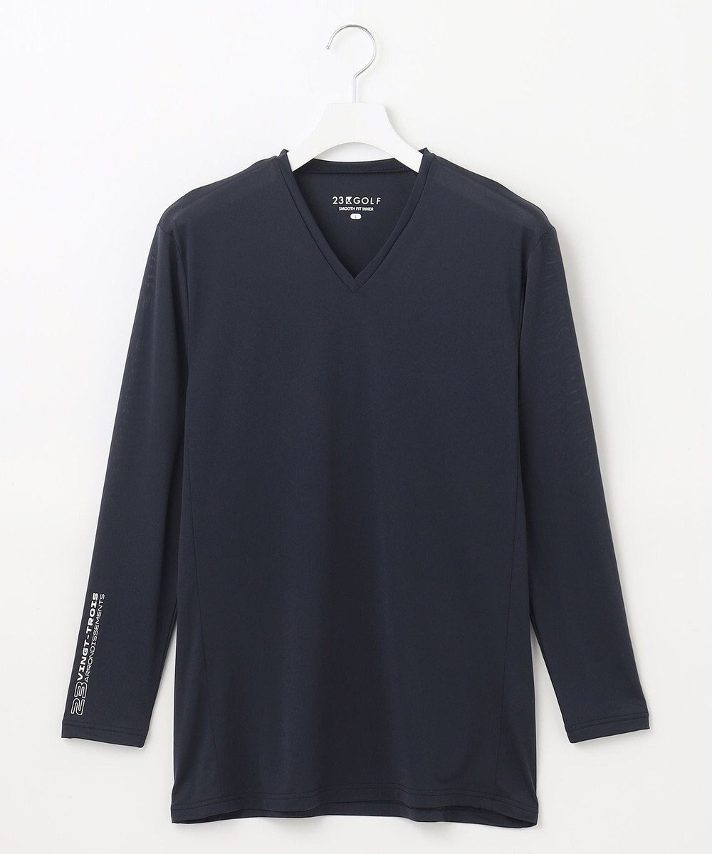 【23区 ゴルフ/23区GOLF / MEN】の【MEN】【吸水速乾・UVケア】30デニール 無地Vネックインナーシャツ インテリア・キッズ・メンズ・レディースファッション・服の通販 founy(ファニー) 　ファッション　Fashion　メンズファッション　Fashion for Men　トップス・カットソー　Cut & Sew Tops　メンズシャツ　Shirts　インナー　Innerwear　カットソー　Cut and Sewn Top　吸水　Absorbent, Quick-Dry　夏　Summer　春　Spring　S/S・春夏　SS, Spring/Summer, Warm Season　無地　Plain, Solid Color　ネイビー系|ID: prp329100004735941 ipo3291000000034210091