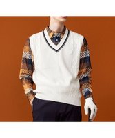 【23区 ゴルフ/23区GOLF / MEN】の【MEN】【洗える】ケーブル柄 ニットベスト 人気、トレンドファッション・服の通販 founy(ファニー) ファッション Fashion メンズファッション Fashion for Men トップス・カットソー Cut & Sew Tops ニット・セーター / 定番トップス Knit Tops & Sweaters ベスト・ジレ Vests & Gilets アクリル Acrylic Material ゴルフ Golf シンプル Simple, Minimal ベスト Vest, Waistcoat ポロシャツ Polo Shirt, Collared Tee 洗える Machine Washable A/W・秋冬 Autumn/Winter |ID:prp329100004735999