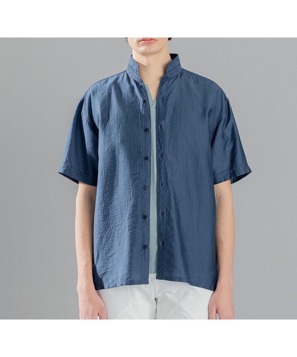 【ジョゼフ オム/JOSEPH HOMME / MEN】のストレッチマイヤー ウイングカラー半袖シャツ インテリア・キッズ・メンズ・レディースファッション・服の通販 founy(ファニー) 　ファッション　Fashion　メンズファッション　Fashion for Men　トップス・カットソー　Cut & Sew Tops　メンズシャツ　Shirts　シンプル　Simple, Minimal　スクエア　Square, Square Shape　ストレッチ　Stretch, Stretchy Fabric　ポケット　Pocket, Pocket Detail　半袖　Short Sleeve, Half Sleeve　夏　Summer　春　Spring　S/S・春夏　SS, Spring/Summer, Warm Season　軽量　Lightweight, Ultra Light　ダルブルー系|ID: prp329100004737563 ipo3291000000034220619