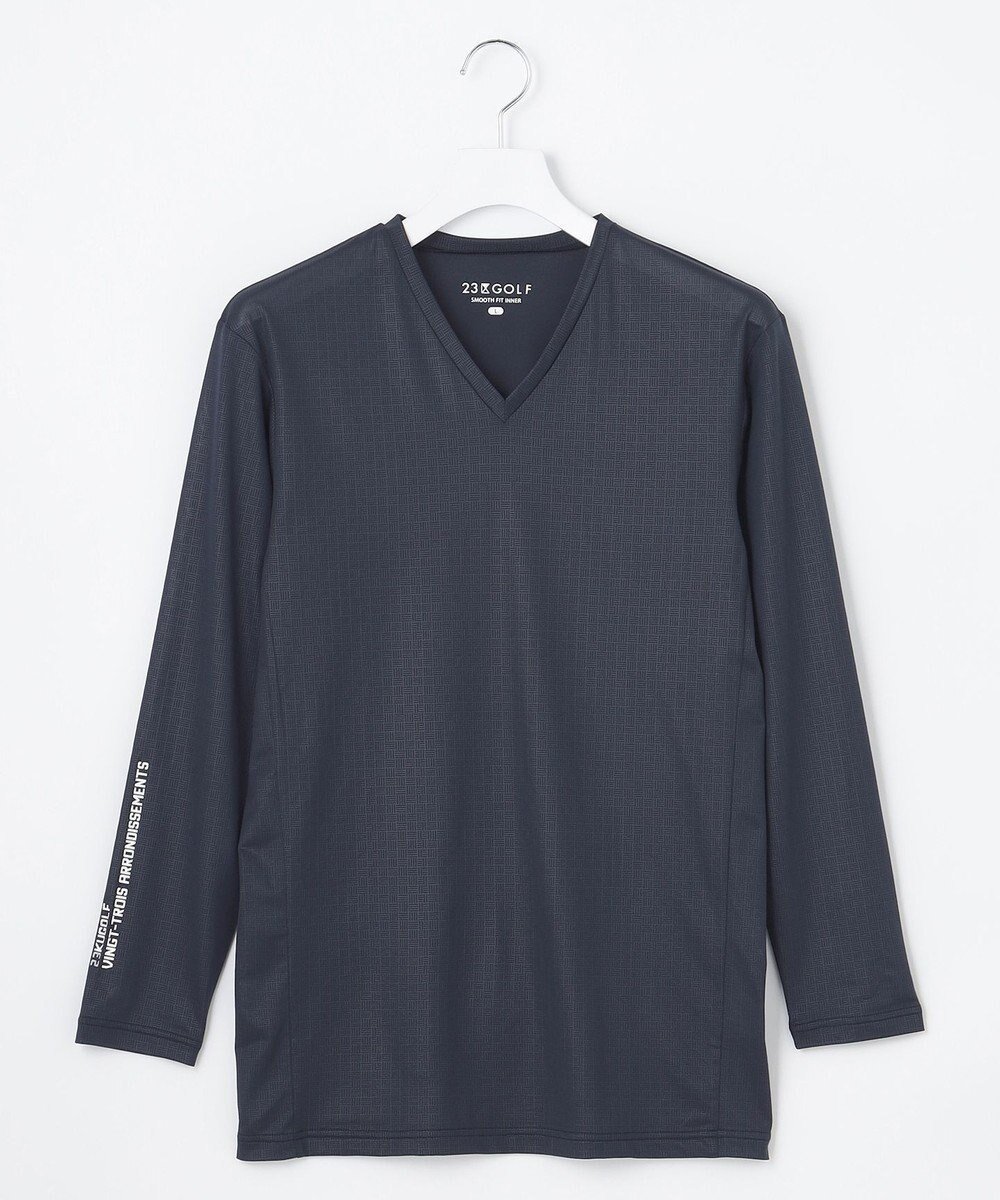 【23区 ゴルフ/23区GOLF / MEN】の【MEN】【吸水速乾・UVケア】30デニール Vネック カットソー インテリア・キッズ・メンズ・レディースファッション・服の通販 founy(ファニー) 　ファッション　Fashion　メンズファッション　Fashion for Men　トップス・カットソー　Cut & Sew Tops　メンズシャツ　Shirts　ゴルフ　Golf　インナー　Innerwear　カットソー　Cut and Sewn Top　スポーティ　Sporty, Casual Athletic　ポロシャツ　Polo Shirt, Collared Tee　今季　This Season, Current Season　吸水　Absorbent, Quick-Dry　夏　Summer　定番　Standard, Basic Item　春　Spring　S/S・春夏　SS, Spring/Summer, Warm Season　ネイビー系5|ID: prp329100004737589 ipo3291000000034220916
