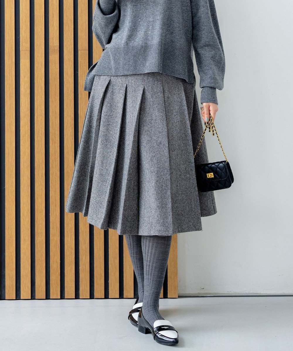 【組曲/KUMIKYOKU】の【WEB限定】ネコアシツィード プリーツスカート 人気、トレンドファッション・服の通販 founy(ファニー) ファッション Fashion レディースファッション Fashion for Women スカート Skirts プリーツスカート / 上品フェミニンスタイル Pleated Skirts クラシカル Classical, Vintage-Inspired スリット Slit, Slit Detail ツイード Twill, Twill Weave ネップ Nepp, Slub Yarn 猫 Cat, Kitty フレア Flare, Flared プリーツ Pleats, Pleated モダン Modern, Contemporary A/W・秋冬 Autumn/Winter エレガント 上品 Elegant other-1|ID: prp329100004737609 ipo3291000000034221179