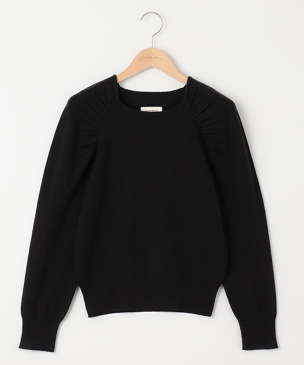 【シェアパーク/SHARE PARK】のギャザースリーブプルオーバー インテリア・キッズ・メンズ・レディースファッション・服の通販 founy(ファニー)  ファッション Fashion レディースファッション Fashion for Women トップス・カットソー Cut & Sew Tops ニット Knit Tops & Sweaters カジュアルプルオーバー・ニットトップス Pullovers & Knit Tops / Casual Pullovers ギャザー Gathered, Ruffled セーター Sweater, Knitwear トレンド Trend, Trending Now ビジネス 仕事 通勤 Business / Work / Commuting A/W・秋冬 Autumn/Winter ブラック|ID: prp329100004737711 ipo3291000000034222252