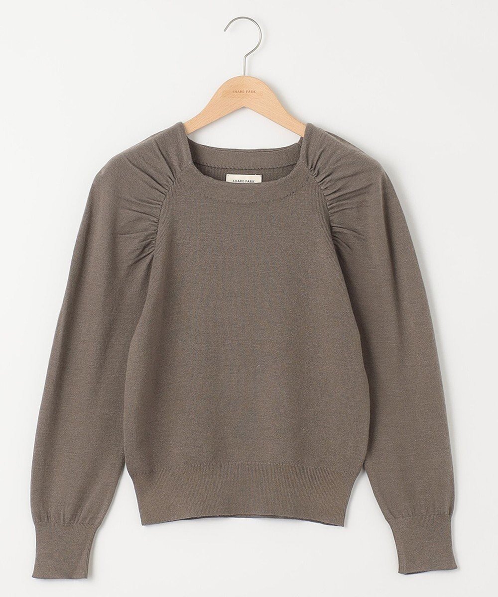 【シェアパーク/SHARE PARK】のギャザースリーブプルオーバー インテリア・キッズ・メンズ・レディースファッション・服の通販 founy(ファニー)  ファッション Fashion レディースファッション Fashion for Women トップス・カットソー Cut & Sew Tops ニット Knit Tops & Sweaters カジュアルプルオーバー・ニットトップス Pullovers & Knit Tops / Casual Pullovers ギャザー Gathered, Ruffled セーター Sweater, Knitwear トレンド Trend, Trending Now ビジネス 仕事 通勤 Business / Work / Commuting A/W・秋冬 Autumn/Winter グレージュ|ID: prp329100004737711 ipo3291000000034222254