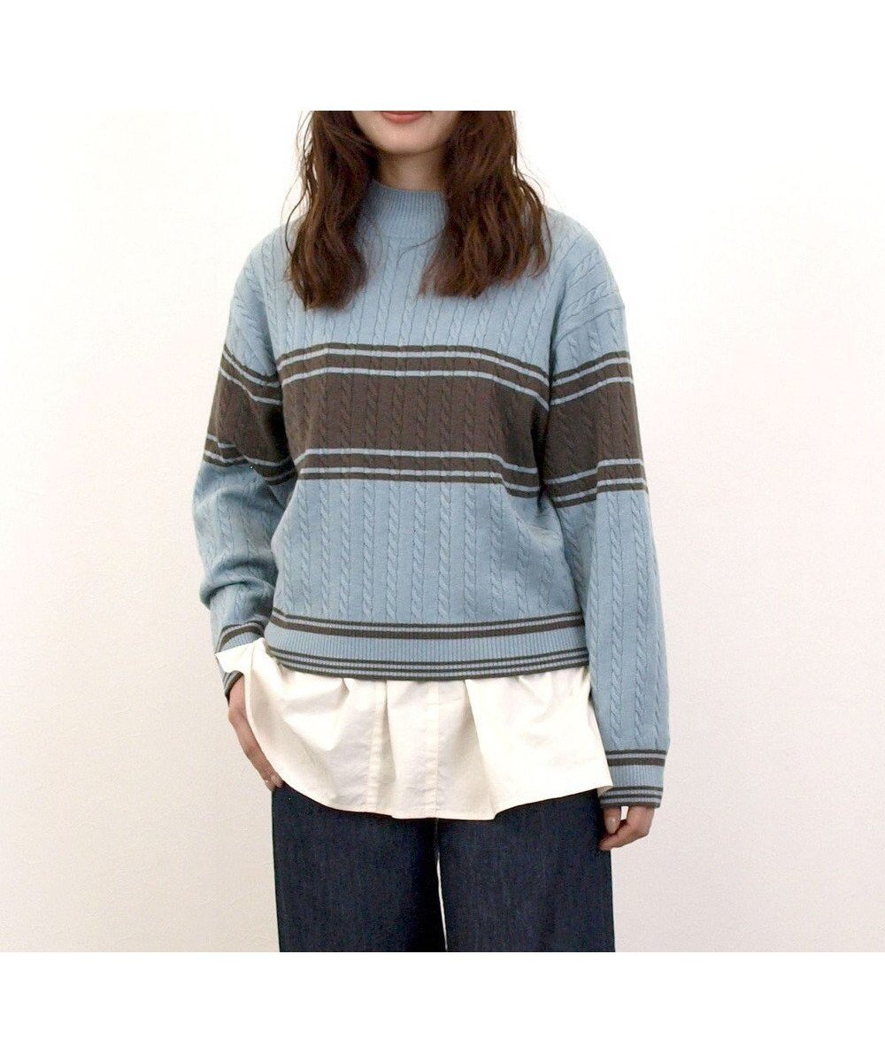 【ジェイプレスヨークストリート/J.PRESS YORK STREET】の【WOMEN】ラインハイゲージニット インテリア・キッズ・メンズ・レディースファッション・服の通販 founy(ファニー) 　ファッション　Fashion　レディースファッション　Fashion for Women　トップス・カットソー　Cut & Sew Tops　ニット　Knit Tops & Sweaters　アクリル　Acrylic Material　クラシック　Classic, Timeless Style　コーデュロイ　Corduroy, Cord Fabric　今季　This Season, Current Season　ショルダー　Shoulder, Shoulder Strap　ショート　Short, Short Length　セーター　Sweater, Knitwear　ダッフルコート　Duffle Coat, Toggle Coat　ツイード　Twill, Twill Weave　ドロップ　Drop Shoulder, Dropped Style　なめらか　Smooth, Silky Texture　バランス　Balance, Style Balance　ボトム　Bottoms, Lower Wear　メガネ　Glasses, Eyewear　モダン　Modern, Contemporary　リラックス　Relax, Relaxed Fit　ワイド　Wide, Wide Fit　A/W・秋冬　Autumn/Winter　おすすめ　Recommended / Our Picks　エレガント 上品　Elegant　サックスブルー系1|ID: prp329100004737749 ipo3291000000036323039