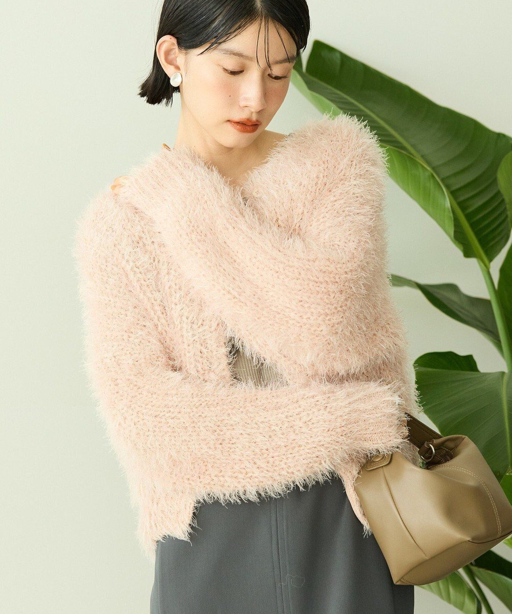 【アメリカンホリック/AMERICAN HOLIC】のシャギーニットクルーネックカーディガン インテリア・キッズ・メンズ・レディースファッション・服の通販 founy(ファニー) 　ファッション　Fashion　レディースファッション　Fashion for Women　トップス・カットソー　Cut & Sew Tops　ニット　Knit Tops & Sweaters　カーディガン・羽織り　Layered Style Cardigans　アメリカン　American Style　カーディガン　Cardigan, Knitwear　コンパクト　Compact, Small Size　スタイリッシュ　Stylish, Fashionable　デニム　Denim, Jeans Material　ポケット　Pocket, Pocket Detail　A/W・秋冬　Autumn/Winter　おすすめ　Recommended / Our Picks　Pink|ID: prp329100004737754 ipo3291000000034222537