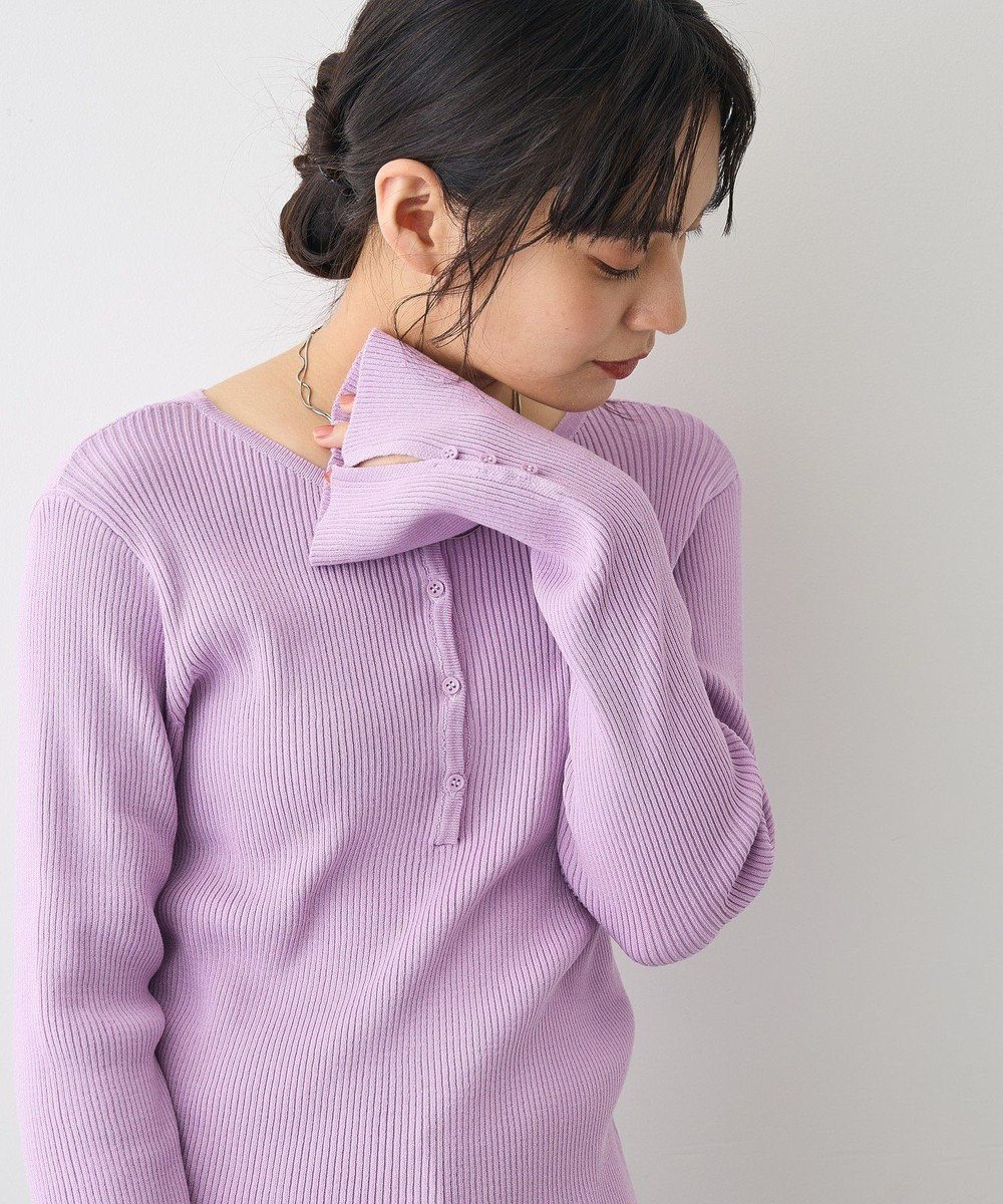 【クラフトスタンダードブティック/CRAFT STANDARD BOUTIQUE】のヘンリーネック袖フレアプルオーバー インテリア・キッズ・メンズ・レディースファッション・服の通販 founy(ファニー) 　ファッション　Fashion　レディースファッション　Fashion for Women　トップス・カットソー　Cut & Sew Tops　ニット　Knit Tops & Sweaters　カジュアルプルオーバー・ニットトップス　Pullovers & Knit Tops / Casual Pullovers　インナー　Innerwear　キャミワンピース　Cami Dress, Slip Dress　シンプル　Simple, Minimal　セーター　Sweater, Knitwear　デコルテ　Décolleté, Neckline　デニム　Denim, Jeans Material　なめらか　Smooth, Silky Texture　パープル　Purple, Violet　フィット　Fit, Slim Fit　フェミニン　Feminine, Girly　フレア　Flare, Flared　フロント　Front, Front Design　ポケット　Pocket, Pocket Detail　リブニット　Rib Knit, Ribbed Knit　冬　Winter / This Winter　A/W・秋冬　Autumn/Winter　おすすめ　Recommended / Our Picks　エレガント 上品　Elegant　Purple|ID: prp329100004737790 ipo3291000000035575186