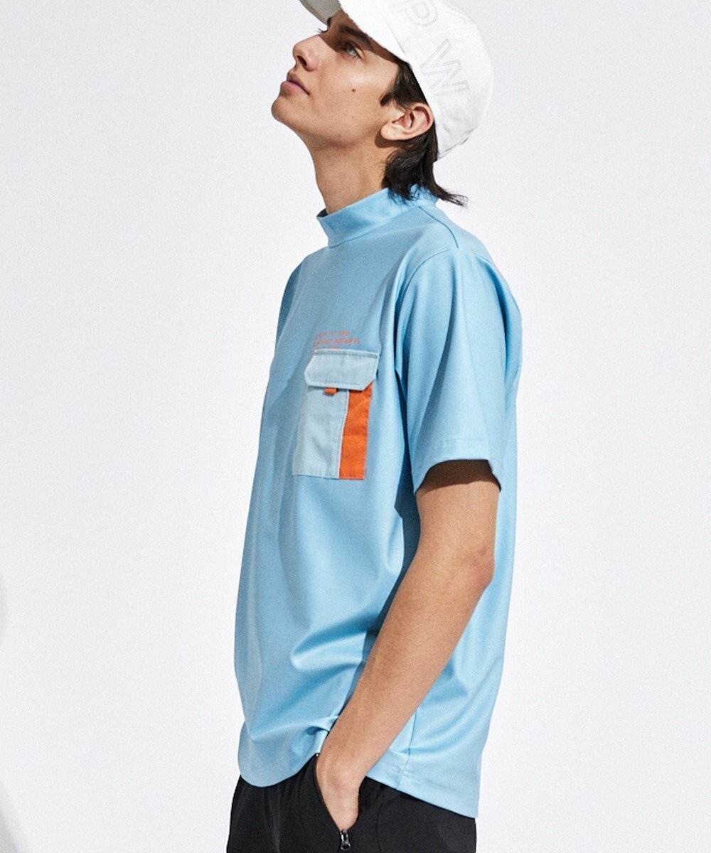【ピーダブリュサーキュラス/PW CIRCULUS / MEN】の【UVカット / 吸水速乾 / 伸縮性抜群】【MEN】ポケットモック T インテリア・キッズ・メンズ・レディースファッション・服の通販 founy(ファニー) 　ファッション　Fashion　メンズファッション　Fashion for Men　トップス・カットソー　Cut & Sew Tops　メンズシャツ　Shirts　カットソー　Cut and Sewn Top　グラフィック　Graphic, Graphic Design　ストレッチ　Stretch, Stretchy Fabric　ドット　Polka Dot, Dot Pattern　ポケット　Pocket, Pocket Detail　モックネック　Mock Neck, Short Turtleneck　人気　Popular, Best Seller　吸水　Absorbent, Quick-Dry　夏　Summer　春　Spring　S/S・春夏　SS, Spring/Summer, Warm Season　スカイブルー系|ID: prp329100004738974 ipo3291000000034230014
