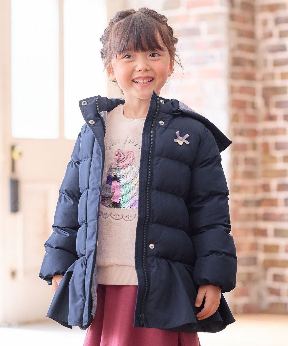 【エニィ/ANY / KIDS】の【洗濯機OK】中綿 リボン コート インテリア・キッズ・メンズ・レディースファッション・服の通販 founy(ファニー) ファッション Fashion キッズファッション Fashion for Kids アウター Coat Outerwear /Kids 洗える Machine Washable ガーリー Girly, Feminine Style ジャケット Jacket, Outerwear ダウン Down, Puffer フリル Frill, Ruffle ポケット Pocket, Pocket Detail モチーフ Motif, Design Theme リボン Ribbon, Bow A/W・秋冬 Autumn/Winter ネイビー|ID: prp329100004738976 ipo3291000000034230026