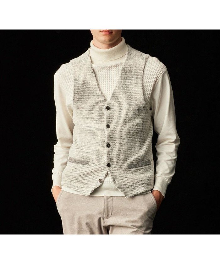 【ジョセフ アブード/JOSEPH ABBOUD / MEN】の【キングサイズ・イタリア糸使用/洗える】メリノブレンドモール ニット ベスト インテリア・キッズ・メンズ・レディースファッション・服の通販 founy(ファニー) https://founy.com/ ファッション Fashion メンズファッション Fashion for Men トップス・カットソー Cut & Sew Tops ニット・セーター / 定番トップス Knit Tops & Sweaters ベスト・ジレ Vests & Gilets アクリル Acrylic Material イタリア Italy ジャカード/ジャガード Jacquard, Woven Pattern ストレッチ Stretch, Stretchy Fabric セーター Sweater, Knitwear ベスト Vest, Waistcoat 吸水 Absorbent, Quick-Dry 洗える Machine Washable 畦 Ribbed Knit A/W・秋冬 Autumn/Winter |ID: prp329100004738984 ipo3291000000034230119