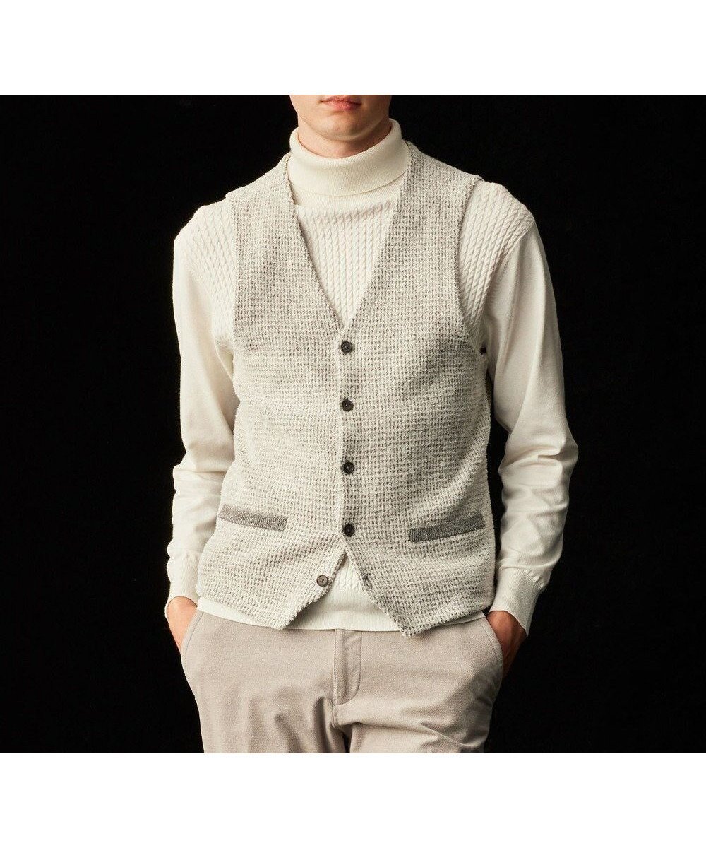 【ジョセフ アブード/JOSEPH ABBOUD / MEN】の【キングサイズ・イタリア糸使用/洗える】メリノブレンドモール ニット ベスト インテリア・キッズ・メンズ・レディースファッション・服の通販 founy(ファニー) 　ファッション　Fashion　メンズファッション　Fashion for Men　トップス・カットソー　Cut & Sew Tops　ニット・セーター / 定番トップス　Knit Tops & Sweaters　ベスト・ジレ　Vests & Gilets　アクリル　Acrylic Material　イタリア　Italy　ジャカード／ジャガード　Jacquard, Woven Pattern　ストレッチ　Stretch, Stretchy Fabric　セーター　Sweater, Knitwear　ベスト　Vest, Waistcoat　吸水　Absorbent, Quick-Dry　洗える　Machine Washable　畦　Ribbed Knit　A/W・秋冬　Autumn/Winter　ライトグレー系7|ID: prp329100004738984 ipo3291000000034230120