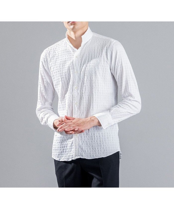 【ジョゼフ オム/JOSEPH HOMME / MEN】のトリックジャガード ウイングカラーシャツ インテリア・キッズ・メンズ・レディースファッション・服の通販 founy(ファニー) https://founy.com/ ファッション Fashion メンズファッション Fashion for Men トップス・カットソー Cut & Sew Tops メンズシャツ Shirts サッカー Seersucker, Summer Fabric サテン Satin, Glossy Fabric シェイプ Shape, Slim Fit シンプル Simple, Minimal ハウンドトゥース Houndstooth, Dogtooth Check A/W・秋冬 Autumn/Winter 長袖 Long Sleeve, Full Sleeve |ID: prp329100004738991 ipo3291000000034230199