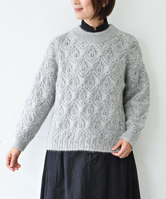 【ムーク/muuc】の〈うっとり柔らか上質な極細繊維〉〈キッドモヘア×ウール×アルパカ×シルク〉リーフ模様編み セーター インテリア・キッズ・メンズ・レディースファッション・服の通販 founy(ファニー) https://founy.com/ ファッション Fashion レディースファッション Fashion for Women トップス・カットソー Cut & Sew Tops ニット Knit Tops & Sweaters キャンバス Canvas, Canvas Fabric シルク Silk, 100% Silk セーター Sweater, Knitwear 手編み Hand-Knitted, Handmade Knit パターン Pattern, Design Print モコモコ Fuzzy, Fluffy リーフ Leaf, Botanical Leaf A/W・秋冬 Autumn/Winter 再入荷 Restock / Back in Stock エレガント 上品 Elegant |ID: prp329100004739061 ipo3291000000034232127