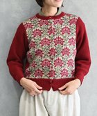 【ムーク/muuc】の〈うっとり柔らか上質な極細繊維〉〈前身頃は希少なモヘアとシルク×後ろ身頃はウール100%〉フラワージャカード カーディガン レッド|ID: prp329100004739064 ipo3291000000034232137