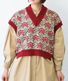 【ムーク/muuc】の〈うっとり柔らか上質な極細繊維〉〈前身頃は希少なモヘアとシルク×後ろ身頃はウール100%〉フラワージャカード ベスト レッド|ID: prp329100004739066 ipo3291000000034232149