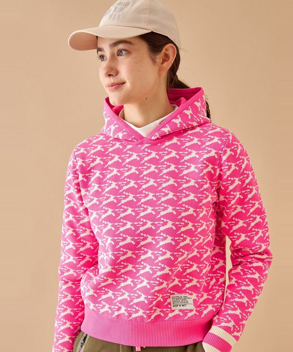 【ピーダブリュサーキュラス/PW CIRCULUS】の【イージーケア/軽量】【WOMEN】 MOFUモチーフ ニットフーディ インテリア・キッズ・メンズ・レディースファッション・服の通販 founy(ファニー) ファッション Fashion レディースファッション Fashion for Women トップス・カットソー Cut & Sew Tops ニット Knit Tops & Sweaters ゴルフ Golf セーター Sweater, Knitwear プリント Print, Printed Pattern モチーフ Motif, Design Theme 秋 Autumn A/W・秋冬 Autumn/Winter 軽量 Lightweight, Ultra Light ピンク系|ID: prp329100004739133 ipo3291000000034232795