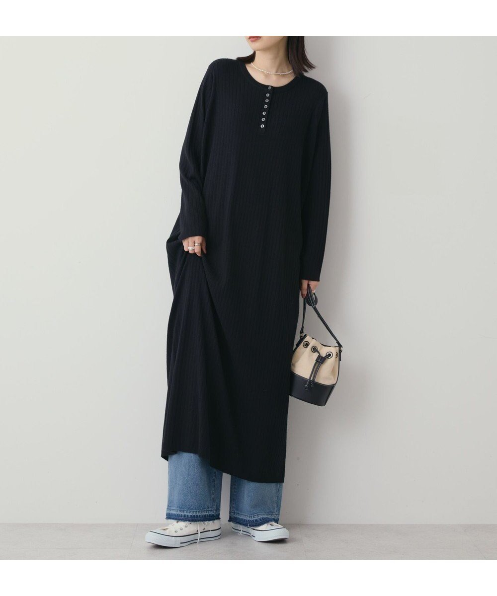 【アメリカンホリック/AMERICAN HOLIC】のバイパチリブヘンリーニットワンピース インテリア・キッズ・メンズ・レディースファッション・服の通販 founy(ファニー) ファッション Fashion レディースファッション Fashion for Women ワンピース Dresses ニットワンピース Knit Dresses アメリカン American Style スタイリッシュ Stylish, Fashionable ポケット Pocket, Pocket Detail ラウンド Round, Round Neck A/W・秋冬 Autumn/Winter おすすめ Recommended / Our Picks Black|ID: prp329100004739255 ipo3291000000034319334