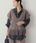 【アメリカンホリック/AMERICAN HOLIC】の裾フリンジニットショートベスト Gray Beige|ID: prp329100004739290 ipo3291000000034319376