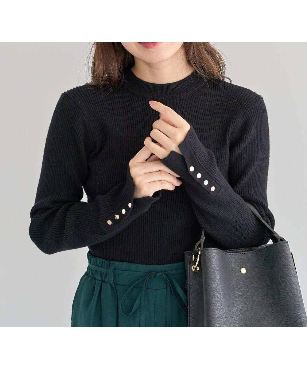 【グリーンパークス/Green Parks】のもちやわ袖口釦リブニットプルオーバー インテリア・キッズ・メンズ・レディースファッション・服の通販 founy(ファニー) ファッション Fashion レディースファッション Fashion for Women トップス・カットソー Cut & Sew Tops ニット Knit Tops & Sweaters カジュアルプルオーバー・ニットトップス Pullovers & Knit Tops / Casual Pullovers おすすめ Recommended / Our Picks インナー Innerwear セーター Sweater, Knitwear フィット Fit, Slim Fit ベーシック Basic, Essential ポケット Pocket, Pocket Detail メタル Metal, Metal Parts エレガント 上品 Elegant A/W・秋冬 Autumn/Winter Black|ID: prp329100004739323 ipo3291000000034234564