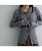 【グリーンパークス/Green Parks】の配色レイヤードポロリブニットカーディガン Gray Mixture|ID: prp329100004739341 ipo3291000000034234691