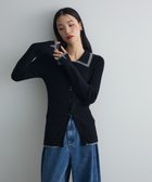 【グリーンパークス/Green Parks】の配色レイヤードポロリブニットカーディガン Black|ID: prp329100004739341 ipo3291000000034234692