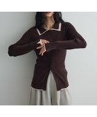 【グリーンパークス/Green Parks】の配色レイヤードポロリブニットカーディガン Brown|ID: prp329100004739341 ipo3291000000034234694