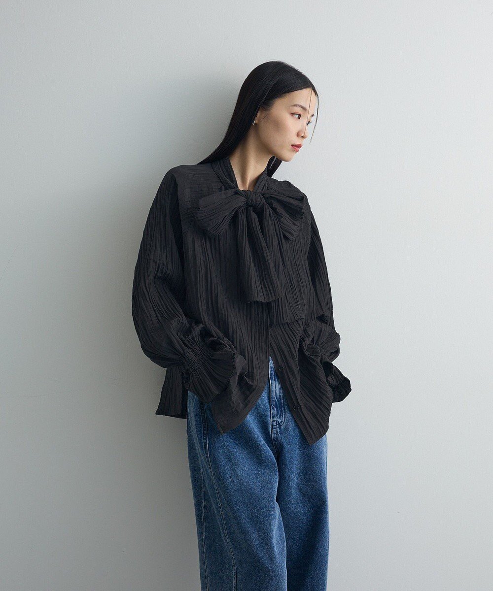 【グリーンパークス/Green Parks】のボウタイリボンブラウス インテリア・キッズ・メンズ・レディースファッション・服の通販 founy(ファニー) ファッション Fashion レディースファッション Fashion for Women トップス・カットソー Cut & Sew Tops シャツ・ブラウス・オフィスカジュアル Elegant Blouses & Button-Ups エレガント 上品 Elegant ギャザー Gathered, Ruffled シンプル Simple, Minimal スリーブ Sleeve, Long Sleeve / Short Sleeve フリル Frill, Ruffle フロント Front, Front Design ベスト Vest, Waistcoat ボトム Bottoms, Lower Wear ポケット Pocket, Pocket Detail リボン Ribbon, Bow A/W・秋冬 Autumn/Winter Black|ID: prp329100004739342 ipo3291000000034234712