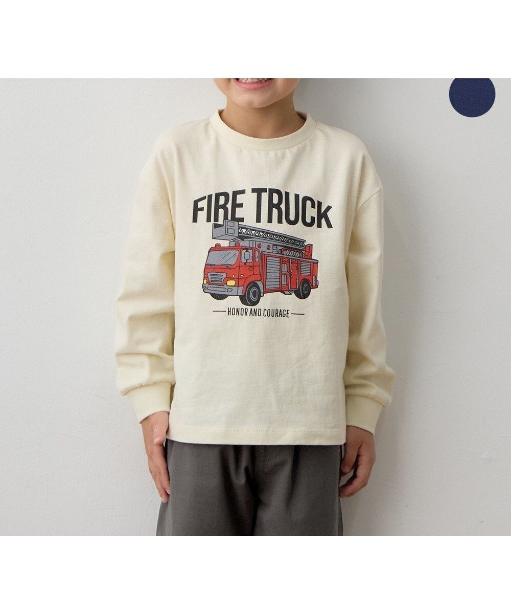 【エニィ/ANY / KIDS】のはたらく車プリント 長袖Tシャツ インテリア・キッズ・メンズ・レディースファッション・服の通販 founy(ファニー) 　ファッション　Fashion　キッズファッション　Fashion for Kids　トップス・カットソー　Cut & Sew Tops　カットソー　Cut and Sewn Top　スマホ　Smartphone, Mobile Device　トレンド　Trend, Trending Now　長袖　Long Sleeve, Full Sleeve　フロント　Front, Front Design　プリント　Print, Printed Pattern　ポケット　Pocket, Pocket Detail　ロング　Long, Long-Length　A/W・秋冬　Autumn/Winter　冬　Winter / This Winter　おすすめ　Recommended / Our Picks　2025年　2025　2025-2026秋冬・A/W　Autumn/Winter 2025–26 AW25–26　オフホワイト|ID: prp329100004740077 ipo3291000000034746223
