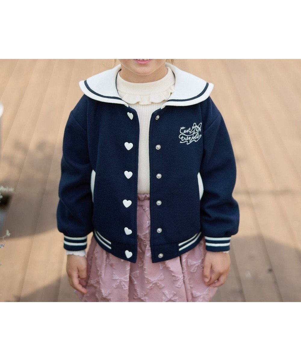 【エニィ/ANY / KIDS】のセーラースタジャン インテリア・キッズ・メンズ・レディースファッション・服の通販 founy(ファニー) ファッション Fashion キッズファッション Fashion for Kids アウター Coat Outerwear /Kids ガーリー Girly, Feminine Style ジャケット Jacket, Outerwear 定番 Standard, Basic Item ポケット Pocket, Pocket Detail ワンポイント One Point, Statement Accent A/W・秋冬 Autumn/Winter ネイビー|ID: prp329100004740108 ipo3291000000034242221
