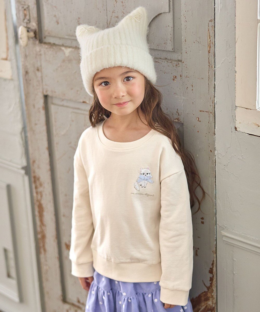 【エニィ/ANY / KIDS】のアニマル バックプリントトレーナー インテリア・キッズ・メンズ・レディースファッション・服の通販 founy(ファニー) 　ファッション　Fashion　キッズファッション　Fashion for Kids　トップス・カットソー　Cut & Sew Tops　アニマル　Animal Print　スウェット / スエット　Sweatshirt, Sweatwear　トレーナー　Sweatshirt, Trainer　ネコ　Cat, Feline Motif　プリント　Print, Printed Pattern　ポケット　Pocket, Pocket Detail　モチーフ　Motif, Design Theme　A/W・秋冬　Autumn/Winter　おすすめ　Recommended / Our Picks　エクリュ×ネコ|ID: prp329100004740117 ipo3291000000035525900