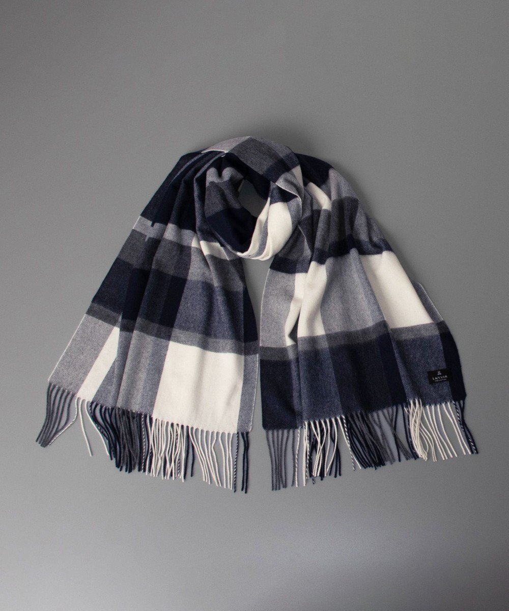 【アウロラ/AURORA】のLANVIN COLLECTION ランバン コレクション カシミヤ チェックストール インテリア・キッズ・メンズ・レディースファッション・服の通販 founy(ファニー) 　ファッション　Fashion　レディースファッション　Fashion for Women　ストール　Soft & Warm Scarves　マフラー・スヌード / 冬小物の定番　Scarves & Mufflers　おすすめ　Recommended / Our Picks　コレクション　Collection, Seasonal Line　ストール　Stole, Wrap　スヌード　Snood, Infinity Scarf　チェック　Check, Plaid, Tartan　マフラー　Scarf, Muffler　モノトーン　Monotone, Black and White　冬　Winter / This Winter　定番　Standard, Basic Item　A/W・秋冬　Autumn/Winter　ダークネイビー|ID: prp329100004740372 ipo3291000000034245206