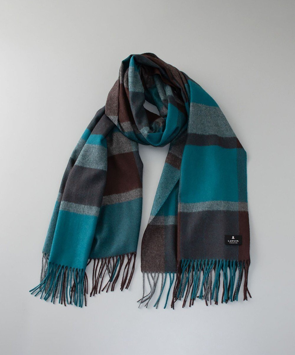 【アウロラ/AURORA】のLANVIN COLLECTION ランバン コレクション カシミヤ チェックストール インテリア・キッズ・メンズ・レディースファッション・服の通販 founy(ファニー) 　ファッション　Fashion　レディースファッション　Fashion for Women　ストール　Soft & Warm Scarves　マフラー・スヌード / 冬小物の定番　Scarves & Mufflers　おすすめ　Recommended / Our Picks　コレクション　Collection, Seasonal Line　ストール　Stole, Wrap　スヌード　Snood, Infinity Scarf　チェック　Check, Plaid, Tartan　マフラー　Scarf, Muffler　モノトーン　Monotone, Black and White　冬　Winter / This Winter　定番　Standard, Basic Item　A/W・秋冬　Autumn/Winter　ダークグリーン|ID: prp329100004740372 ipo3291000000034245210
