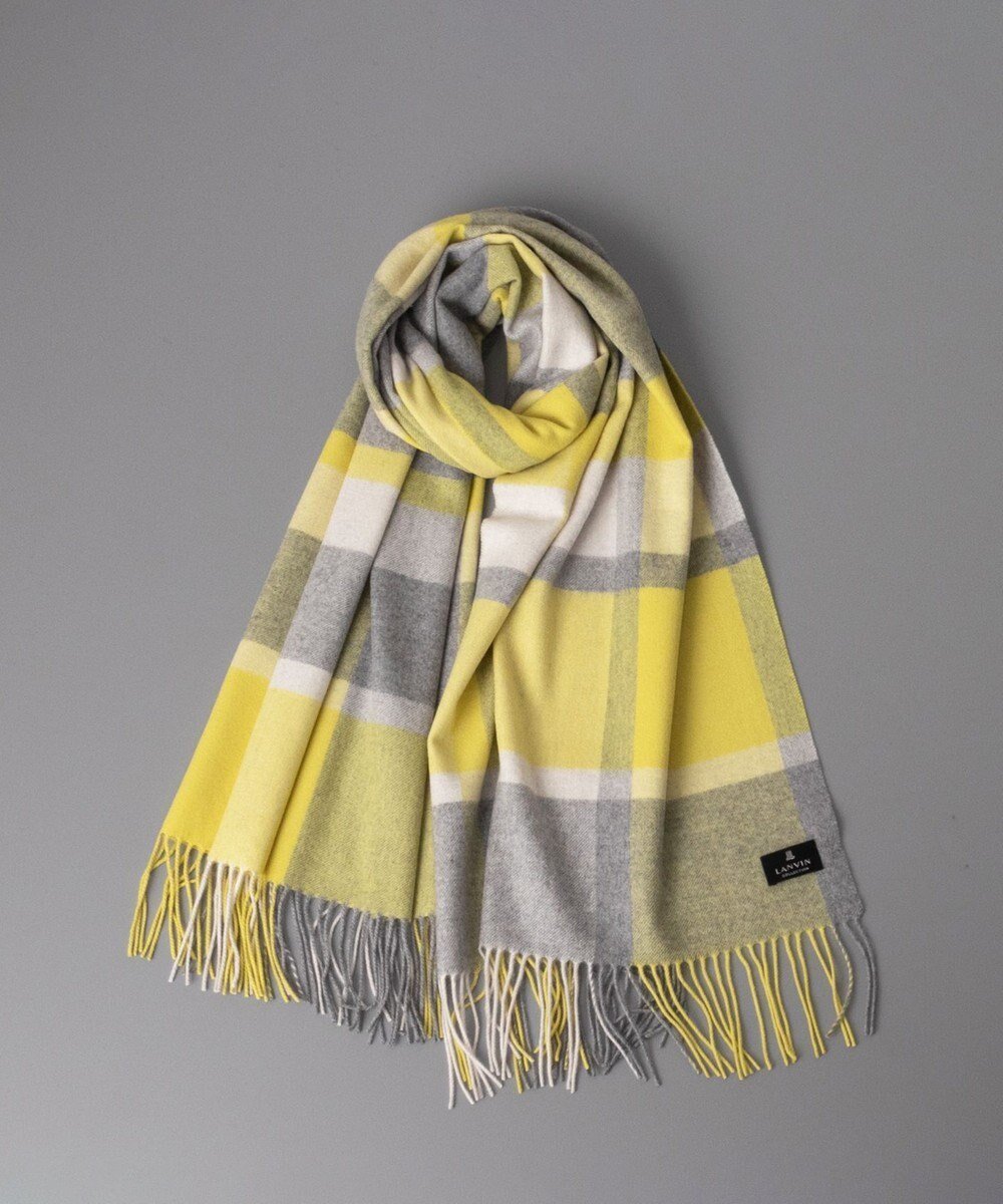 【アウロラ/AURORA】のLANVIN COLLECTION ランバン コレクション カシミヤ チェックストール インテリア・キッズ・メンズ・レディースファッション・服の通販 founy(ファニー) 　ファッション　Fashion　レディースファッション　Fashion for Women　ストール　Soft & Warm Scarves　マフラー・スヌード / 冬小物の定番　Scarves & Mufflers　おすすめ　Recommended / Our Picks　コレクション　Collection, Seasonal Line　ストール　Stole, Wrap　スヌード　Snood, Infinity Scarf　チェック　Check, Plaid, Tartan　マフラー　Scarf, Muffler　モノトーン　Monotone, Black and White　冬　Winter / This Winter　定番　Standard, Basic Item　A/W・秋冬　Autumn/Winter　イエロー|ID: prp329100004740372 ipo3291000000034245214