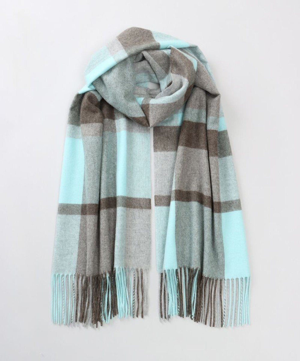 【アウロラ/AURORA】のLANVIN COLLECTION ランバン コレクション カシミヤ チェックストール インテリア・キッズ・メンズ・レディースファッション・服の通販 founy(ファニー) 　ファッション　Fashion　レディースファッション　Fashion for Women　ストール　Soft & Warm Scarves　マフラー・スヌード / 冬小物の定番　Scarves & Mufflers　おすすめ　Recommended / Our Picks　コレクション　Collection, Seasonal Line　ストール　Stole, Wrap　スヌード　Snood, Infinity Scarf　チェック　Check, Plaid, Tartan　マフラー　Scarf, Muffler　モノトーン　Monotone, Black and White　冬　Winter / This Winter　定番　Standard, Basic Item　A/W・秋冬　Autumn/Winter　ライトターコイズ|ID: prp329100004740372 ipo3291000000034313946