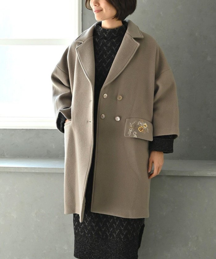 【ムーク/muuc】の〈軽くて暖かい上質ウール混〉野ばら刺繍のコート インテリア・キッズ・メンズ・レディースファッション・服の通販 founy(ファニー) https://founy.com/ ファッション Fashion レディースファッション Fashion for Women アウター Coat / Outerwear Collection コート・ロングコート・ピーコート Long Coats, Peacoats & More レディースジャケット・軽アウター Jackets インナー Innerwear キャンバス Canvas, Canvas Fabric キュプラ Cupro, Eco Fabric ジャケット Jacket, Outerwear ダブル Double, Double-Breasted 手編み Hand-Knitted, Handmade Knit パターン Pattern, Design Print フラップ Flap, Flap Pocket ポケット Pocket, Pocket Detail 無地 Plain, Solid Color 再入荷 Restock / Back in Stock |ID: prp329100004741211 ipo3291000000034256479