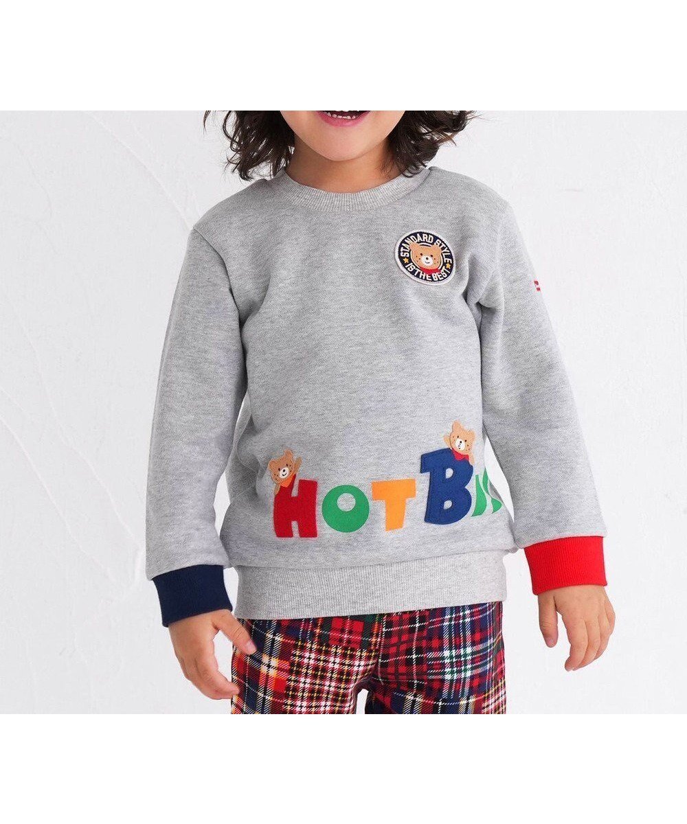 【ミキハウスホットビスケッツ/MIKI HOUSE HOT BISCUITS / KIDS】の【80-120cm】 立体ロゴ×キャラクタートレーナー インテリア・キッズ・メンズ・レディースファッション・服の通販 founy(ファニー) ファッション Fashion キッズファッション Fashion for Kids トップス・カットソー Cut & Sew Tops カラフル Colorful Design キャラクター Character, Licensed Characters キュロット Culottes, Wide Shorts スウェット / スエット Sweatshirt, Sweatwear トレーナー Sweatshirt, Trainer フェルト Felt, Felt Fabric フロント Front, Front Design プリント Print, Printed Pattern 吸水 Absorbent, Quick-Dry A/W・秋冬 Autumn/Winter 長袖 Long Sleeve, Full Sleeve グレー|ID: prp329100004742401 ipo3291000000034269269