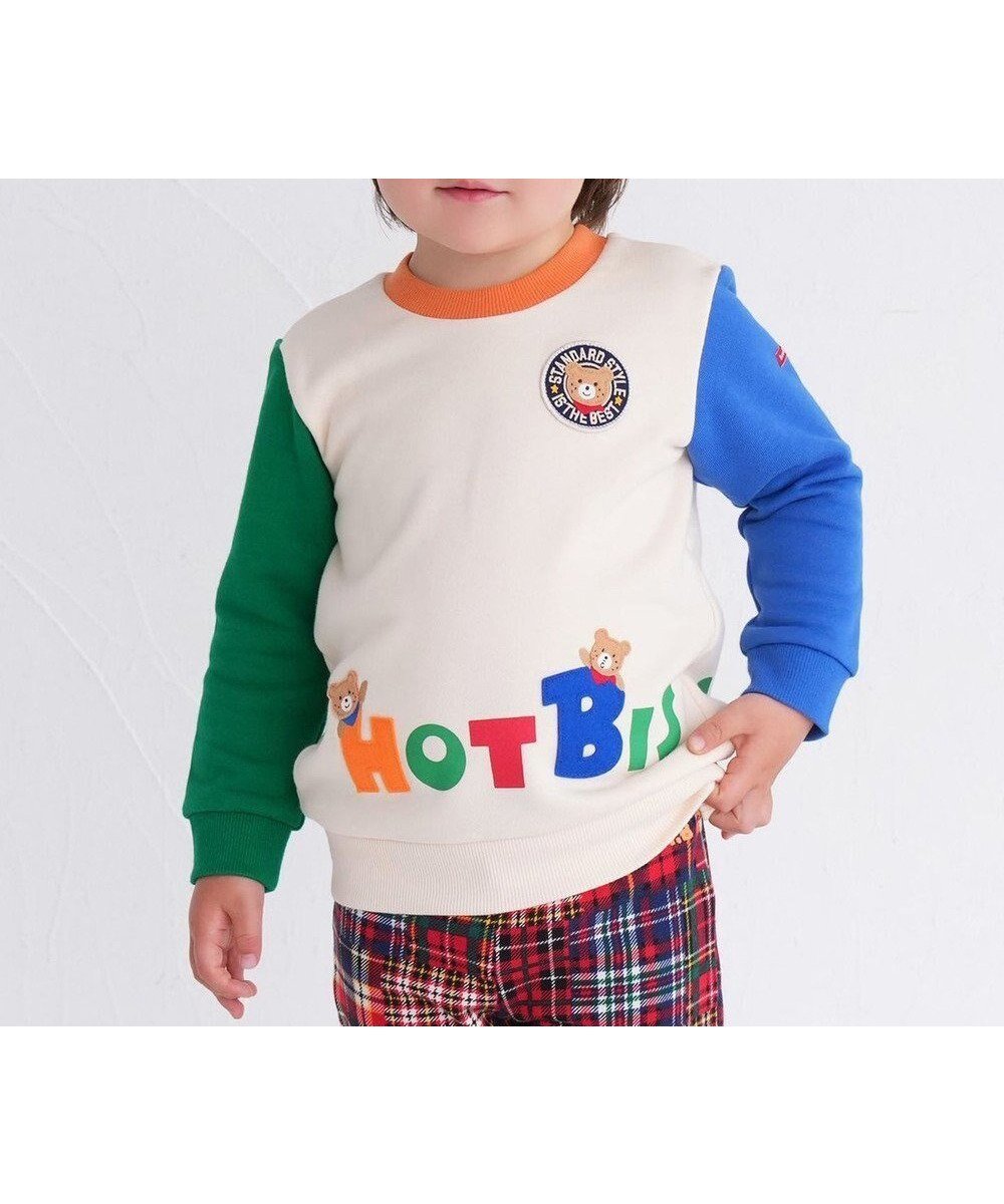 【ミキハウスホットビスケッツ/MIKI HOUSE HOT BISCUITS / KIDS】の【80-120cm】 立体ロゴ×キャラクタートレーナー インテリア・キッズ・メンズ・レディースファッション・服の通販 founy(ファニー) ファッション Fashion キッズファッション Fashion for Kids トップス・カットソー Cut & Sew Tops カラフル Colorful Design キャラクター Character, Licensed Characters キュロット Culottes, Wide Shorts スウェット / スエット Sweatshirt, Sweatwear トレーナー Sweatshirt, Trainer フェルト Felt, Felt Fabric フロント Front, Front Design プリント Print, Printed Pattern 吸水 Absorbent, Quick-Dry A/W・秋冬 Autumn/Winter 長袖 Long Sleeve, Full Sleeve アイボリー|ID: prp329100004742401 ipo3291000000034269270